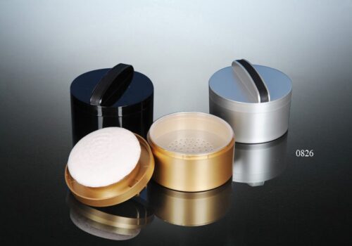 0826
Loose Powder Jar with Applicator and Sifter and Deco Top