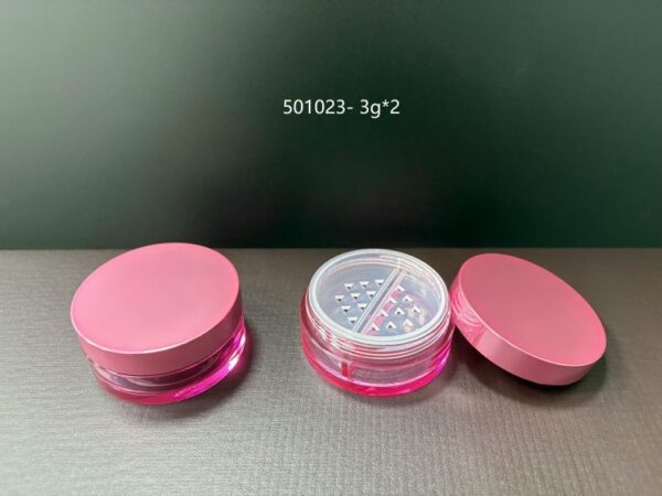 501023-3.0g-Multi-Sifter-Screw_Closure-PP_ABS_AS 501023
Multi-Color Loose Powder Jar with Sifter