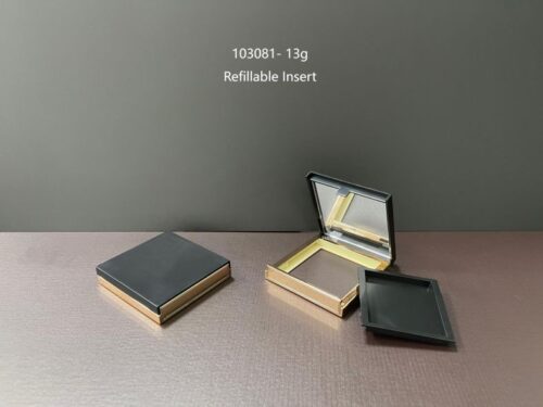 103081
Square Compact with Mirror and Push-Button Closure, Refillable