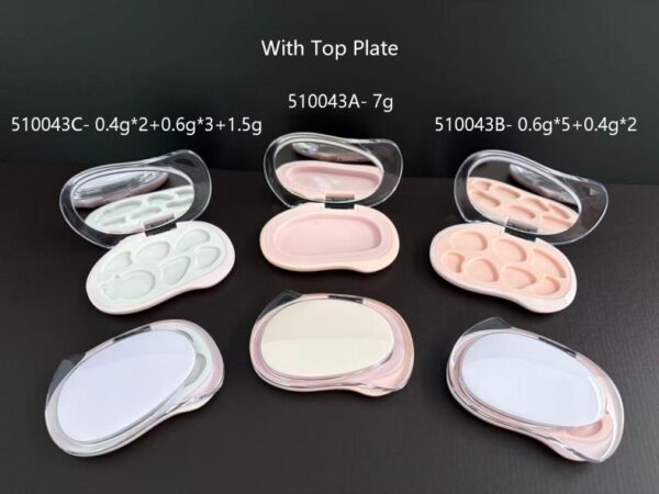 510043B
Multi-Color Shaped Compact with Mirror and Deco Top and Top Plate