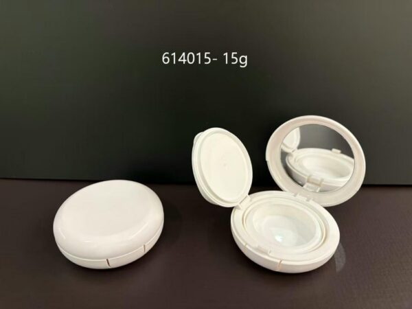 614015-15.0g-Single-With_Center_Plate_With_Mirror-Push-Button_Closure-PP_ABS-Refillable 614015
Cushion with Mirror and Center Plate, Refillable